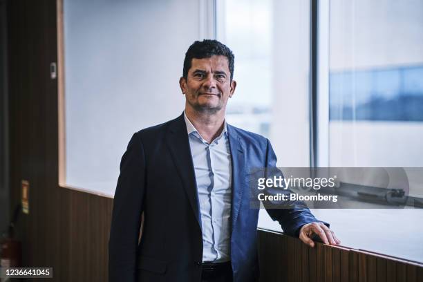 Sergio Moro, former Carwash corruption probe judge, after an interview in Brasilia, Brazil, on Wednesday, Nov. 17, 2021. As a star judge, Moro jailed...