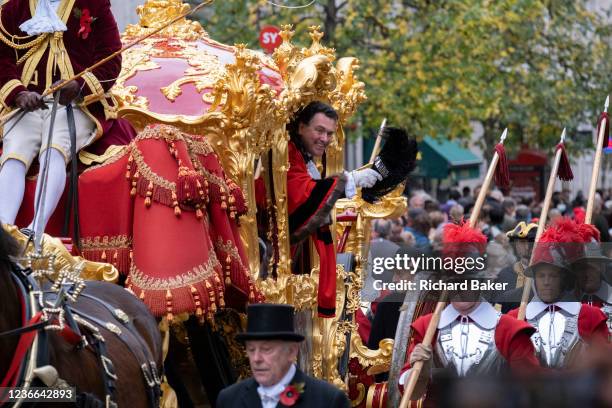 The newly-elected Lord Mayor of London, Alderman Vincent Keaveny's state coach parades past the public during the Lord Mayor's Show in the City of...