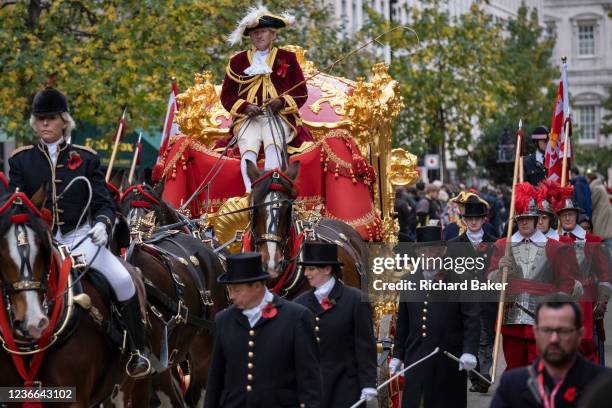 The newly-elected Lord Mayor of London, Alderman Vincent Keaveny's state coach parades past the public during the Lord Mayor's Show in the City of...
