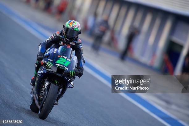 Franco Morbidelli of Italy and Monster Energy Yamaha MotoGP during the test of the new MotoGP season 2022 at Circuito Jerez - Angel Nieto on November...