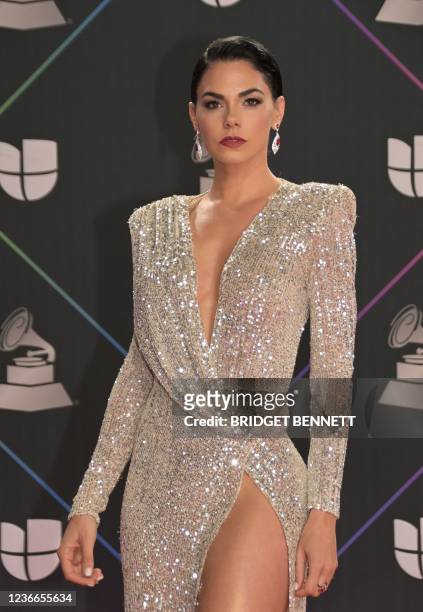 Cuban actress Livia Brito arrives for the 22nd Annual Latin Grammy awards at the MGM Grand Arena in Las Vegas, Nevada, November 18, 2021.