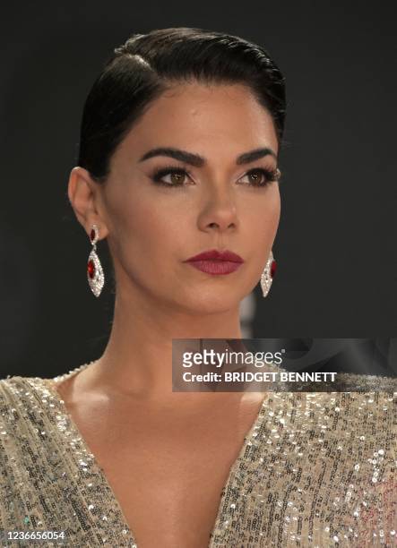 Cuban actress Livia Brito arrives for the 22nd Annual Latin Grammy awards at the MGM Grand Arena in Las Vegas, Nevada, November 18, 2021.