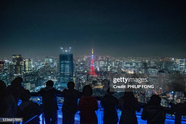 The Tokyo Tower is lit in the Los Angeles Angels' red, white and blue in honour of Major League Baseball All-Star Japanese player Shohei Ohtani's MVP...