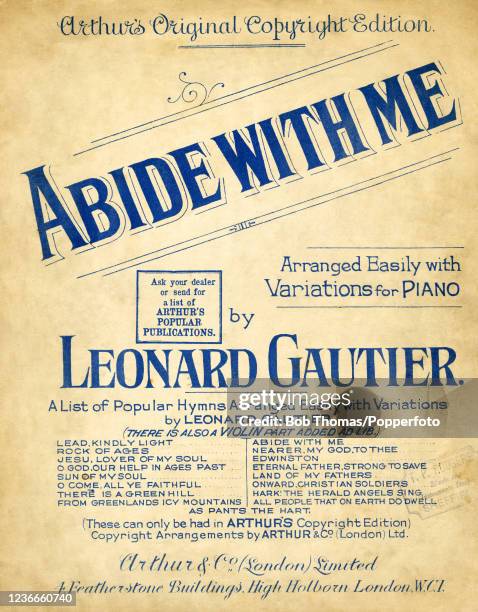 The sheet music cover for "Abide with Me", the traditional FA Cup Final hymn since 1927, with music by the Anglican divine Henry Franics Lyte, often...