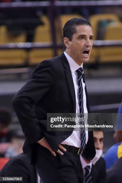 Ioannis Sfairopoulos, Head Coach of Maccabi Playtika Tel Aviv react during the Turkish Airlines EuroLeague Regular Season Round 11 match between...