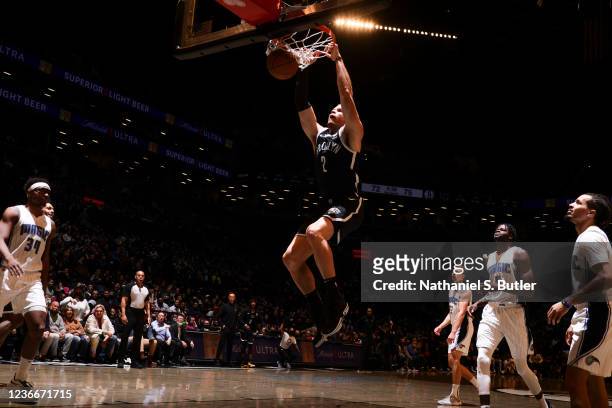 Blake Griffin of the Brooklyn Nets dunks the ball during the game against the Orlando Magic on November 19, 2021 at Barclays Center in Brooklyn, New...