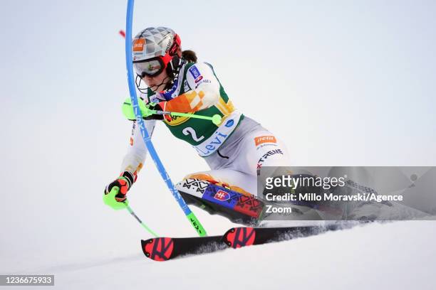 Petra Vlhova of Slovakia competes during the Audi FIS Alpine Ski World Cup Women's Slalom on November 20, 2021 in Levi Finland.