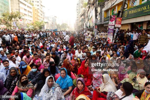 Bangladesh Nationalist Party's activist attends a mass hunger strike program to demanding BNP Chairperson Khaleda Zia's release and permission to...