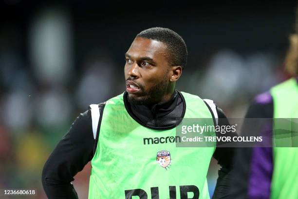 Former English Premier League player Daniel Sturridge watches from the sidelines as he waits to make his debut for Australian A-League club Perth...