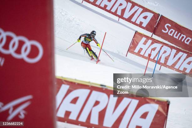 Erin Mielzynski of Canada in action during the Audi FIS Alpine Ski World Cup Women's Slalom on November 20, 2021 in Levi Finland.