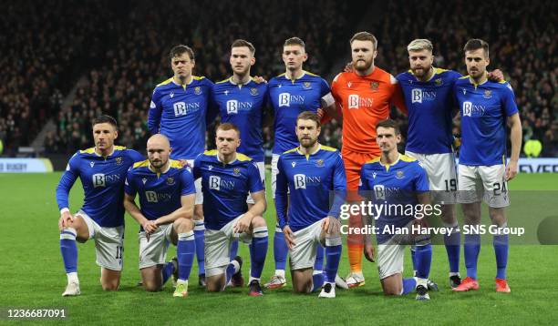 St Johnstone's line upduring a Premier Sports Cup semi-final match between Celtic and St Johnstone at Hampden Park, on November 20 in Glasgow,...