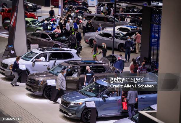 An overview of the LA Auto Shows opening day at Los Angeles Convention Center in Los Angeles, CA on Friday, Nov. 19, 2021.