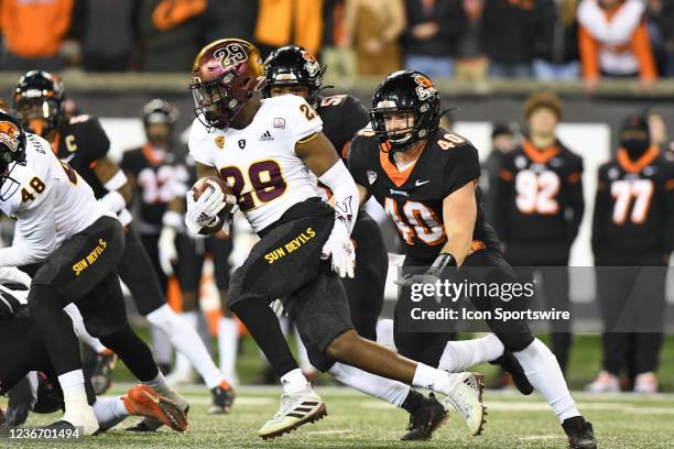 Arizona State Sun Devils DB D.J. Taylor runs the ball during a PAC-12 conference football game between the Arizona State Sun Devils and Oregon State...