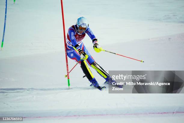 Nastasia Noens of France competes during the Audi FIS Alpine Ski World Cup Women's Slalom on November 21, 2021 in Levi Finland.