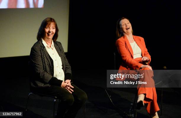 Ruth Sheen and Lesley Manville during a Q&A for Mike Leigh's "All or Nothing" at BFI Southbank on November 21, 2021 in London, England.