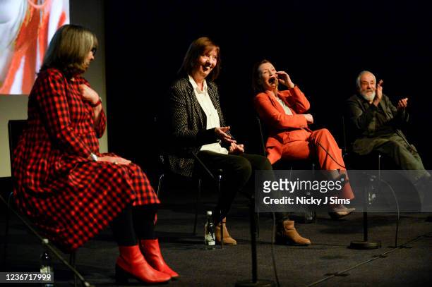 Marion Bailey, Ruth Sheen, Lesley Manville and Mike Leigh attend the screening and Q&A of Mike Leigh's "All or Nothing" at BFI Southbank on November...