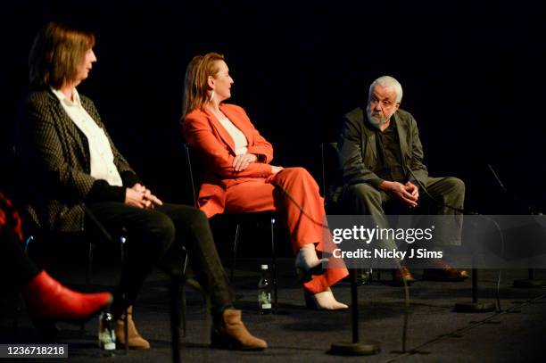 Ruth Sheen, Lesley Manville and Mike Leigh attend the screening and Q&A of Mike Leigh's "All or Nothing" at BFI Southbank on November 21, 2021 in...