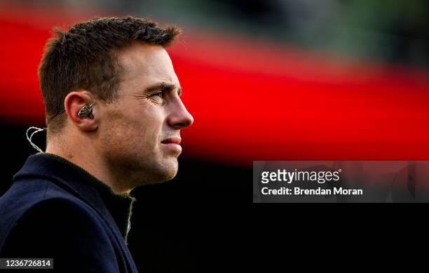 Dublin , Ireland - 21 November 2021; Channel 4 analyst Tommy Bowe before the Autumn Nations Series match between Ireland and Argentina at Aviva...