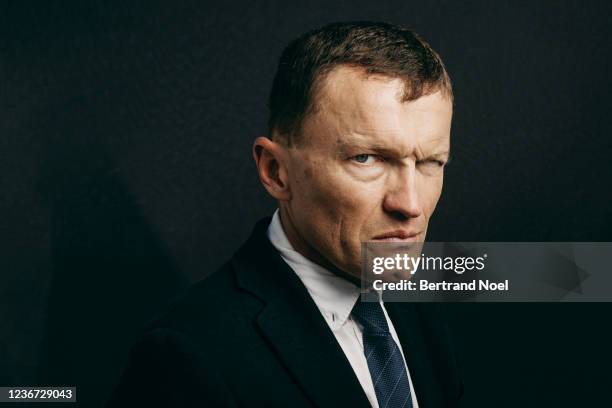 Writer Sylvain Tesson poses for a portrait on July 13, 2021 in Cannes, France.