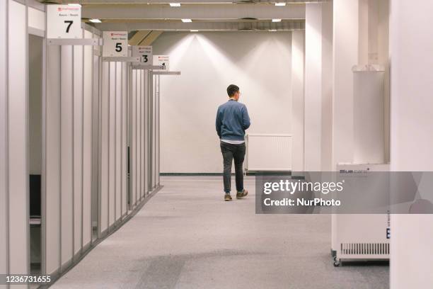 General view of openning day of as second vaccination center in Duesseldorf, Germany on Nov 22, 2021 as Coronavirus infections cases are at its high...