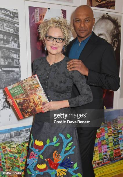 Fiona Hawthorne and Colin Salmon celebrate the launch of Fiona Hawthorne's new books "Drawing on the Inside: Kowloon Walled City 1985" and "The...