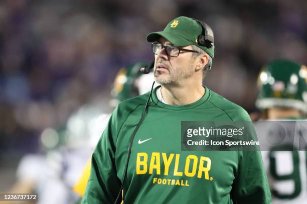 Baylor Bears offensive coordinator Jeff Grimes during a Big 12 football game between the Baylor Bears and Kansas State Wildcats on Nov 20, 2021 at...