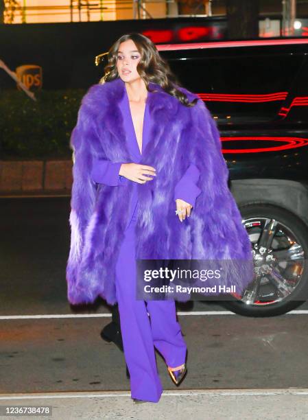 Hailee Steinfeld is seen outside AMC in midtown on November 22, 2021 in New York City.