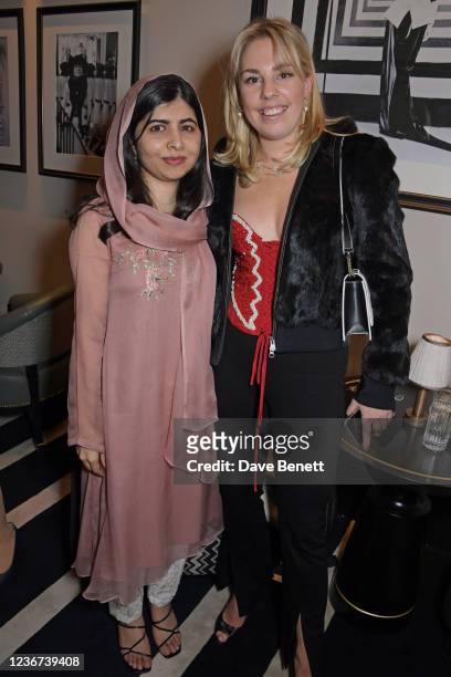 Malala Yousafzai and Isabella Lloyd Webber attend the after party for Andrew Lloyd Webber's "Cinderella" gala performance in support of The Malala...