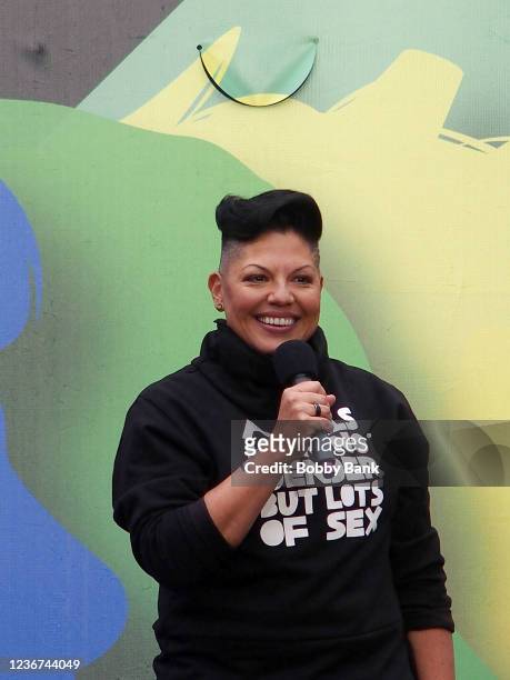 Sara Ramirez on the set of "And Just Like That..." in Foley Square on November 22, 2021 in New York City.