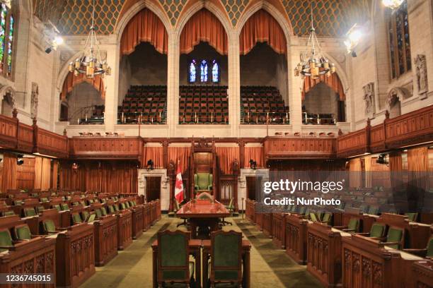 House of Commons in the Canadian Parliament building in Ottawa, Ontario, Canada.