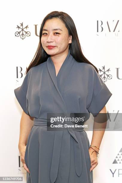 Fashion designer Edeline Lee attends the Harper's Bazaar At Work Summit in partnership with UBS, YPO and Porsche at The Londoner Hotel on November...