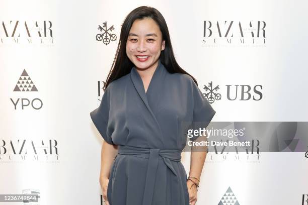Fashion designer Edeline Lee attends the Harper's Bazaar At Work Summit in partnership with UBS, YPO and Porsche at The Londoner Hotel on November...