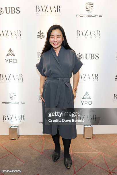 Fashion designer Edeline Lee attends the Harper's Bazaar At Work Summit in partnership with UBS, YPO and Porsche at The Londoner Hotel on November...