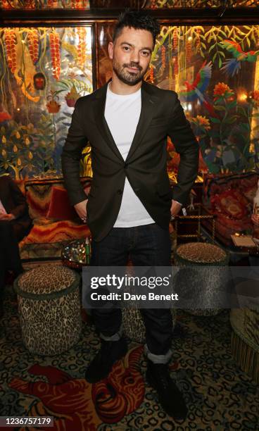 Dominic Cooper attends the Annabel's x Swarovski Holiday façade unveiling party in the nightclub at Annabels on November 23, 2021 in London, England.