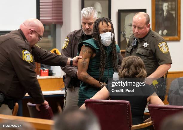 Darrell Brooks appears at Waukesha County Court on November 23, 2021 in Waukesha, Wisconsin. Brooks is charged with killing five people and injuring...