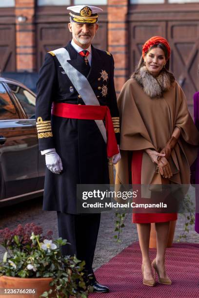 King Felipe VI of Spain and Queen Letizia of Spain visit the Royal Stable and are greeted by King Carl XVI Gustaf and Queen Silvia of Sweden on...