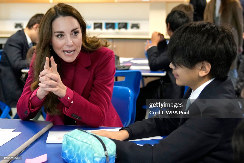 The Duchess Of Cambridge Visits Nower Hill High School
