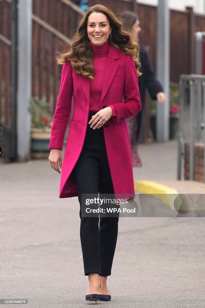 The Duchess Of Cambridge Visits Nower Hill High School