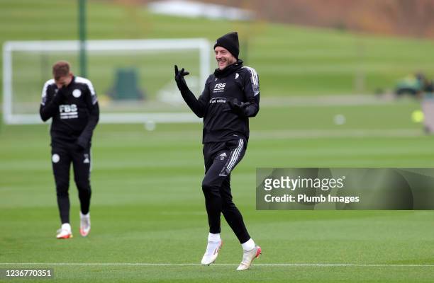 Jamie Vardy of Leicester City during the Leicester City training session at Leicester City Training Ground, Seagrave on November 24th, 2021 in...