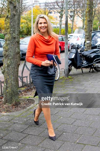 Queen Maxima of The Netherlands visits the social movement Thrive Amsterdam Mentally Healthy supported by mental health institute MIND on November...