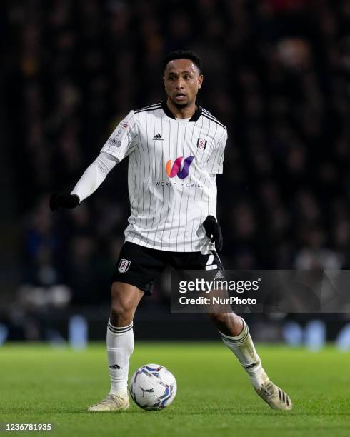 Kenny Tete of Fulham in action during the Sky Bet Championship match between Fulham and Derby County at Craven Cottage, London on Wednesday 24th...