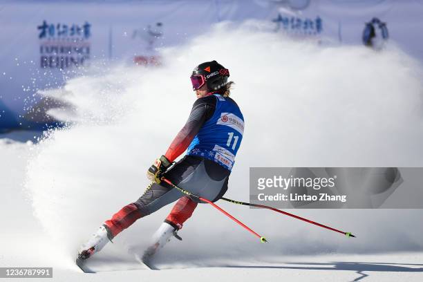 Brady Leman of Canada competes in the Men's Ski Cross preliminary of Audi FIS Cross World Cup 2022 at Genting snow park on November 25, 2021 in...