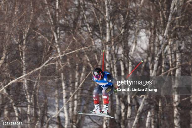 Brady Leman of Canada competes in the Men's Ski Cross preliminary of Audi FIS Cross World Cup 2022 at Genting snow park on November 25, 2021 in...