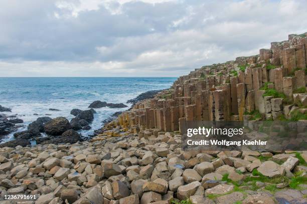 Basalt columns of the Giants Causeway, a UNESCO World Heritage Site, near Bushmills and Portrush on North Antrim Coast, County Antrim, Northern...