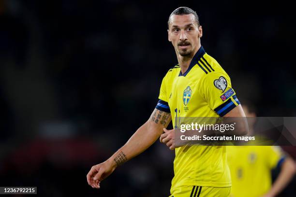 Zlatan Ibrahimovic of Sweden during the World Cup Qualifier match between Spain v Sweden at the Estadio La Cartuja on November 14, 2021 in Seville...