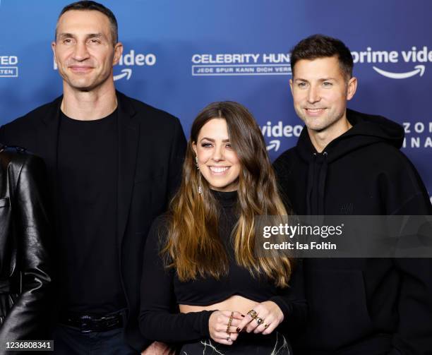 Ukrain Boxing Champion Vladimir Klitschko, German singer Vanessa Mai and her partner Andreas Ferber attend the "Celebrity Hunted" photocall at Zoo...