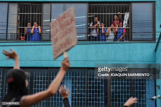 Women demonstrate on the International Day for the Elimination of Violence against Women in Medellin, Colombia on November 25, 2021.