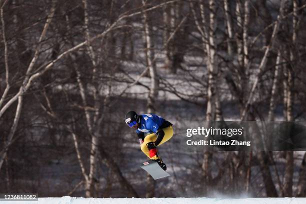 Martin Noerl of Germany competes during the Men's Snowboard Cross preliminary of Audi FIS Cross World Cup 2022 at Genting snow park on November 26,...