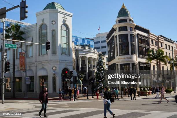 Holiday decorations on Black Friday on Rodeo Drive in Beverly Hills, California, U.S., on Friday, Nov. 26, 2021. Consumers are finding some of the...