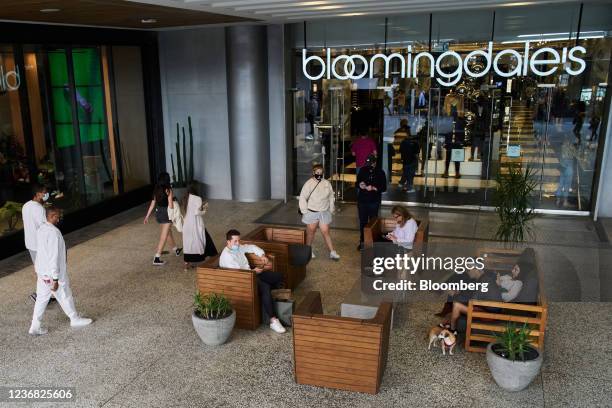 Shoppers outside a Bloomingdale's store on Black Friday at the Westfield Century City shopping mall in Los Angeles, California, U.S., on Friday, Nov....
